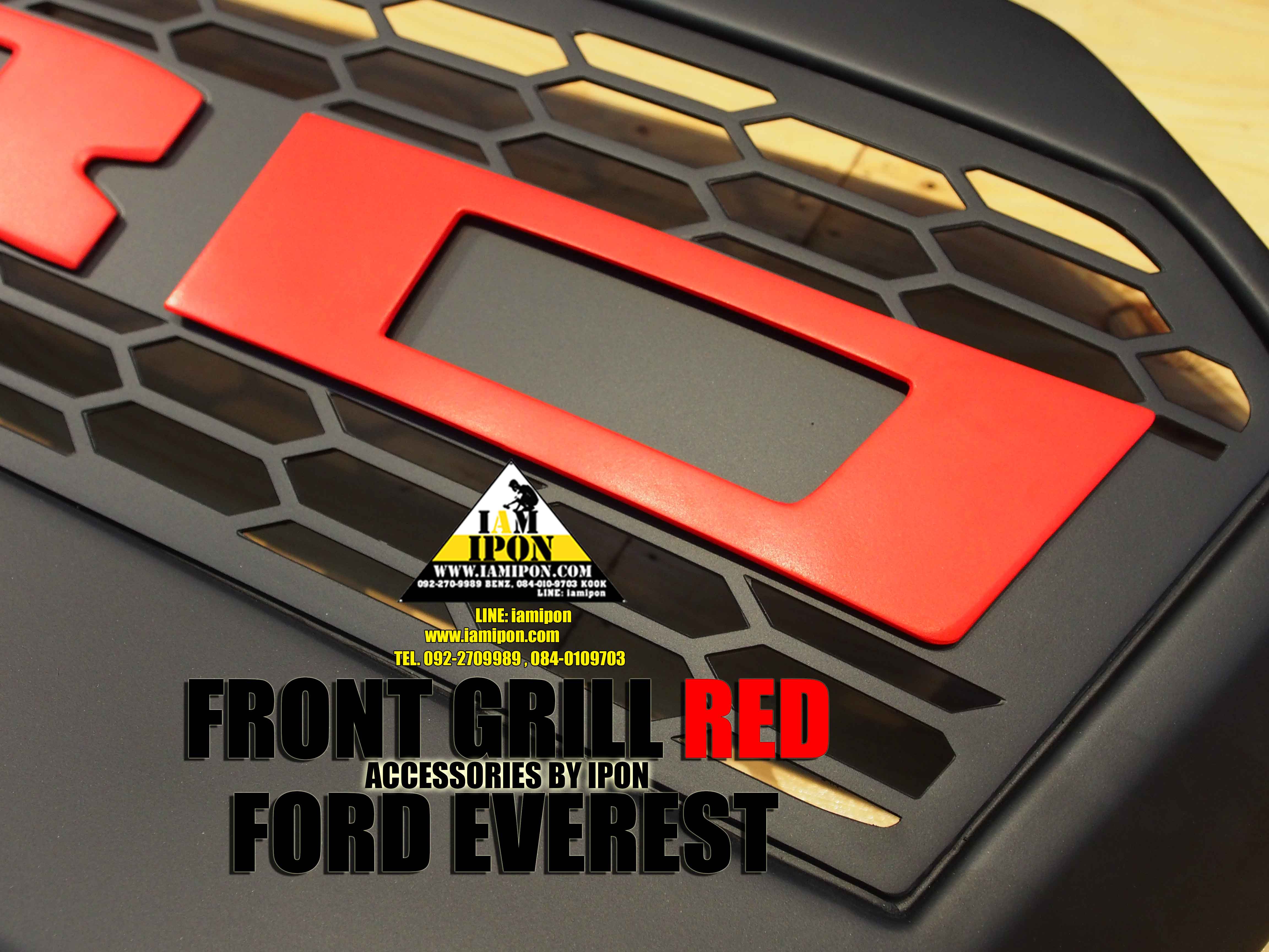 FRONT GRILL RED FORD EVEREST กระจังหน้าฟอร์ดเอเวอเรสต์ตัวหนังสือแดง