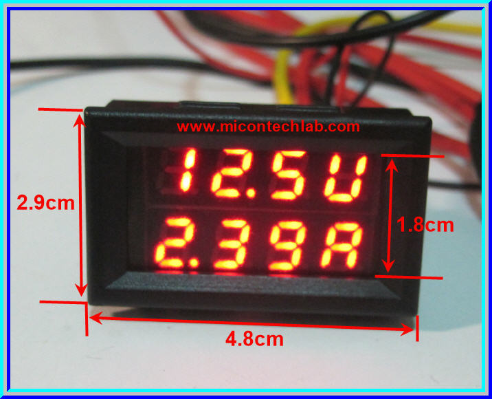 1x Digital DC Voltmeter Ammeter (DC 0-100V, 0-10Amp) module