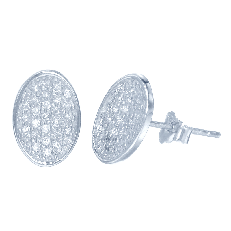 ต่างหูเงินแท้925ประดับเพรชแท้สวิส