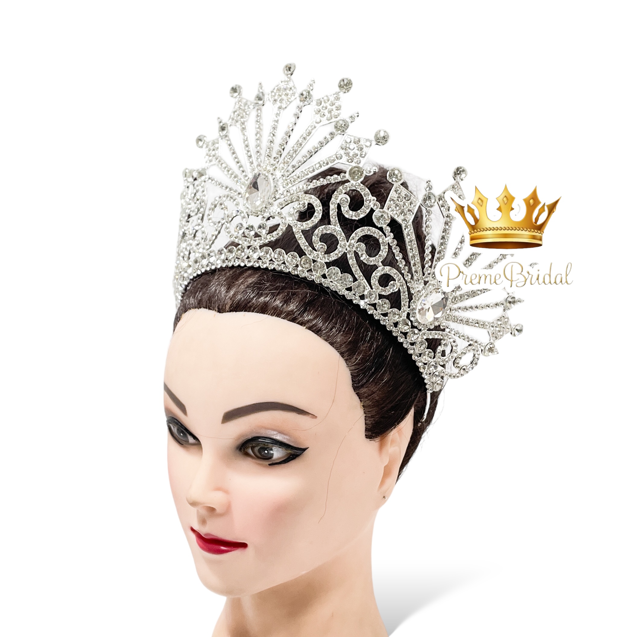 (พร้อมส่ง) เทียร่า 417 สีเงิน มงกุฎนางงาม ครึ่งหัว งานสวย ปราณีต QCเพชรทุกเม็ด สินค้าพร้อมส่งจากไทย