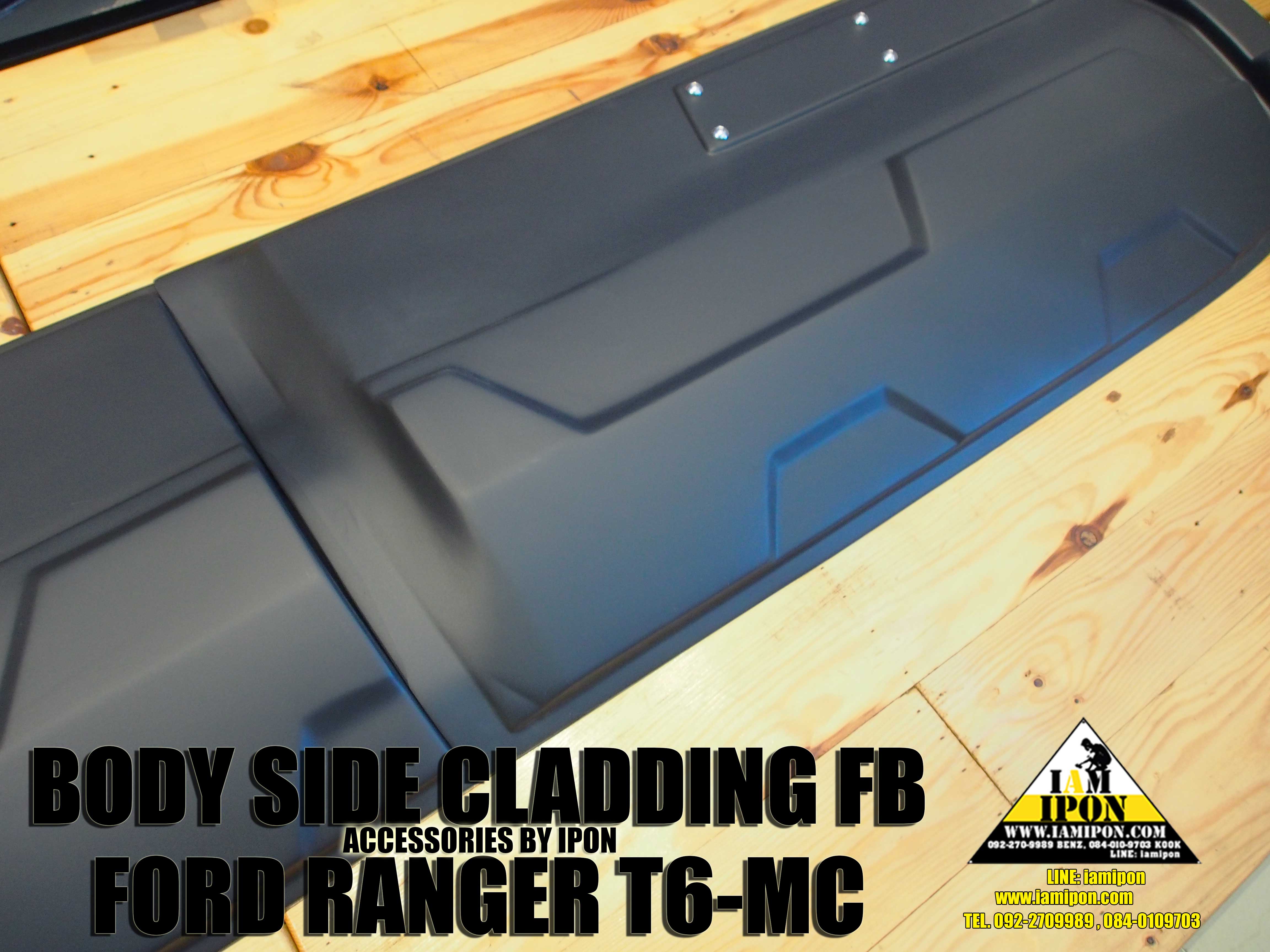 BODY SIDE CLADDING FORD RANGER T6-MC 4D FLATBLACK กาบประตูข้าง 4 ประตูดำด้านฟอร์ดเรนเจอร์ T6-MC