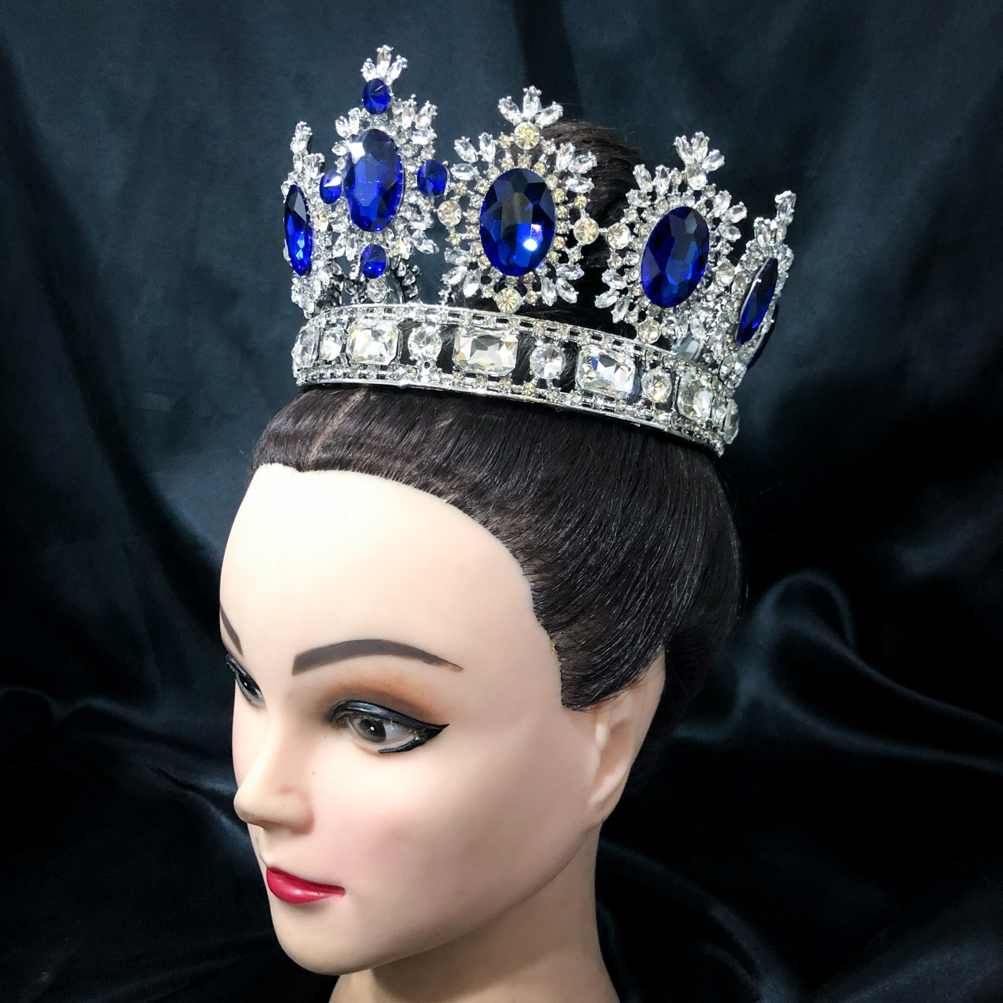 (พร้อมส่ง) มงกุฏ 071 สีน้ำเงิน มงกุฎนางงาม เพชรใหญ่ งานละเอียด QC ทุกเม็ด