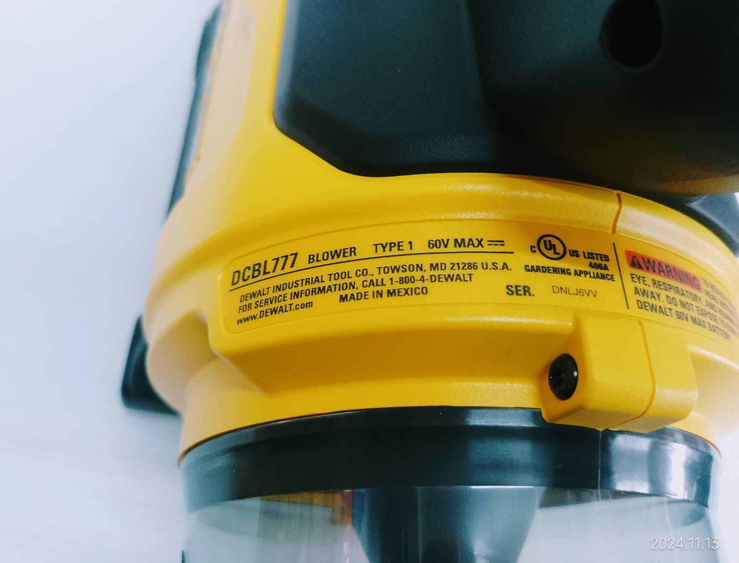 DEWALT เครื่องเป่าใบไม้ไร้สาย 60V DCBL777B (เฉพาะตัวเครื่อง)