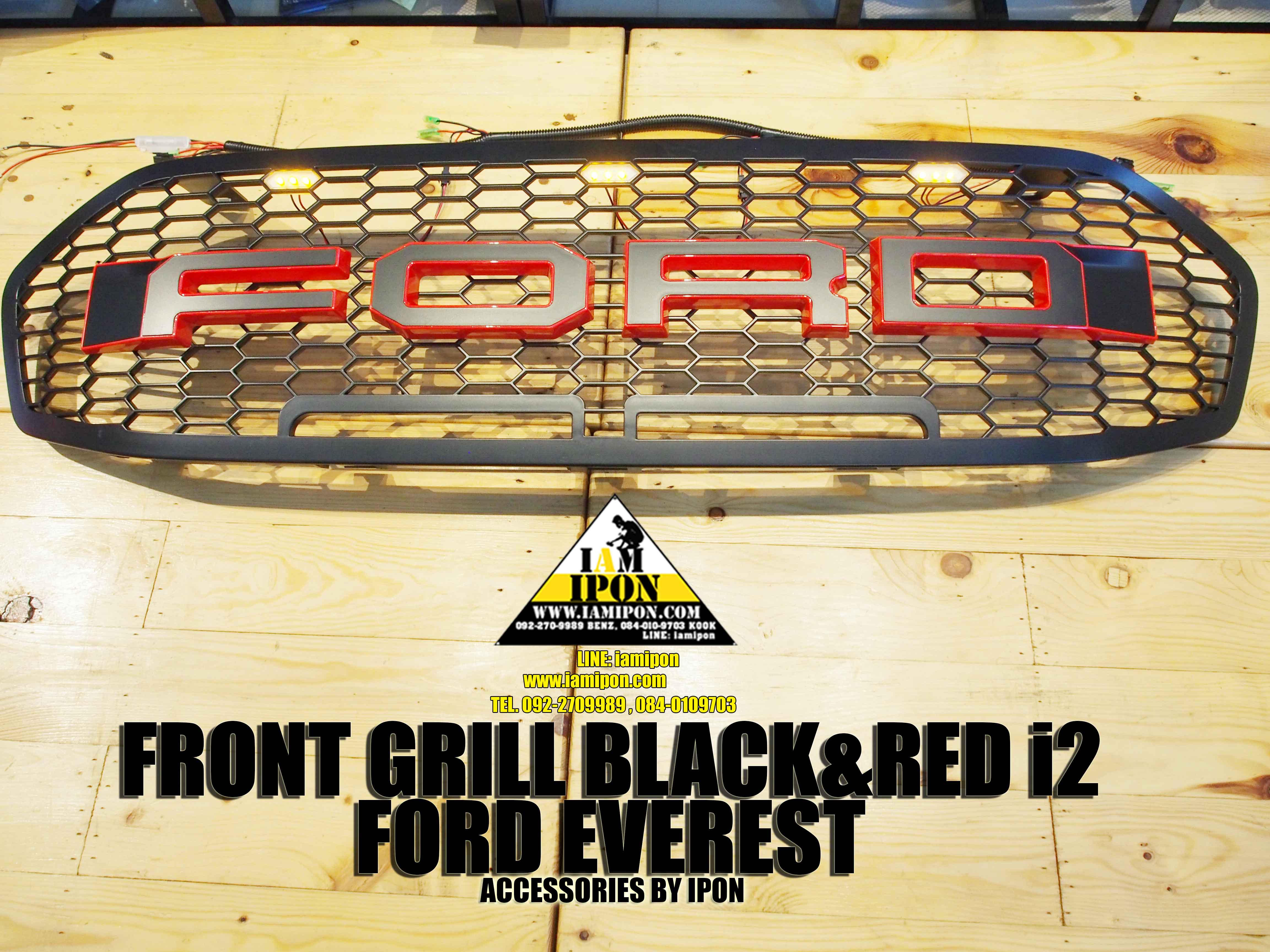 FRONT GRILL FORD EVEREST BLACK&RED i2 กระจังหน้าดำขอบแดง i2 ฟอร์ดเอเวอเรสต์