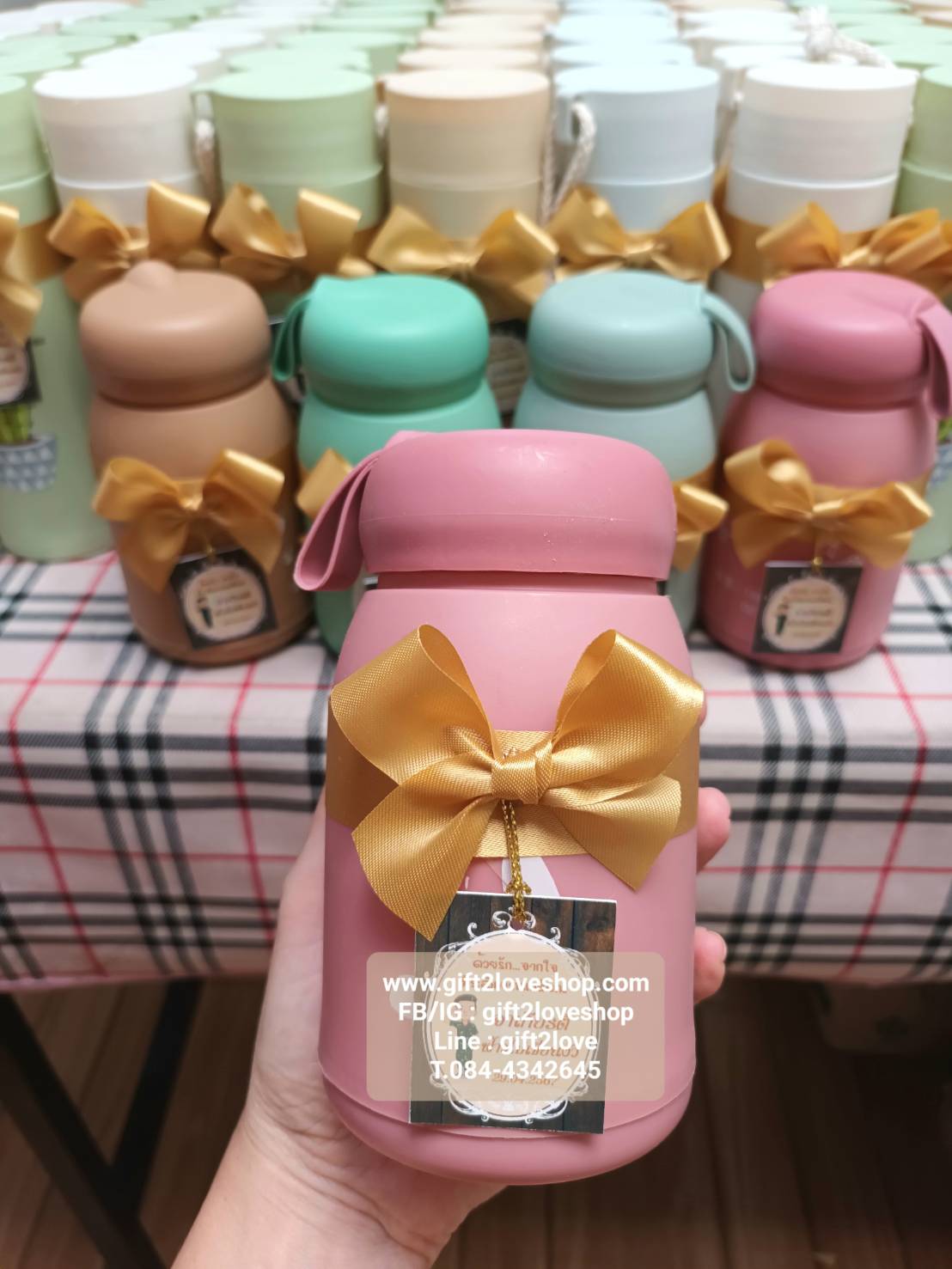 กระบอกน้ำ ขวดแก้ว ใส่ร้อน/เย็น ขนาด 14x7.5 ซม.