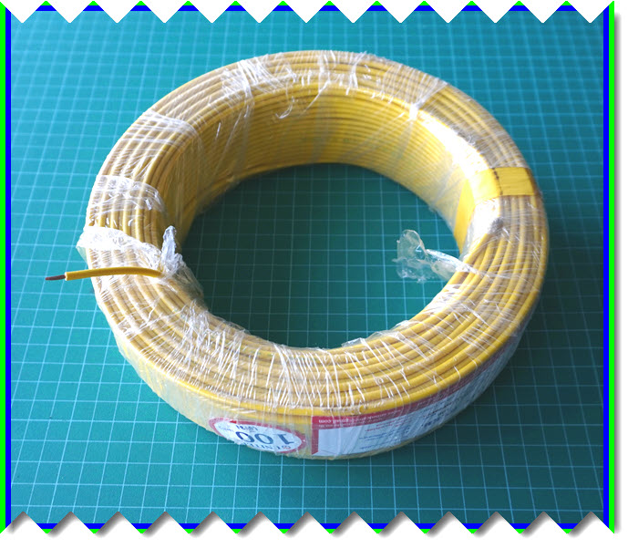 1x สายไฟสีเหลืองแบบอ่อน ขนาด 1x 1.5 ตร.มม. ยาว 1 เมตร