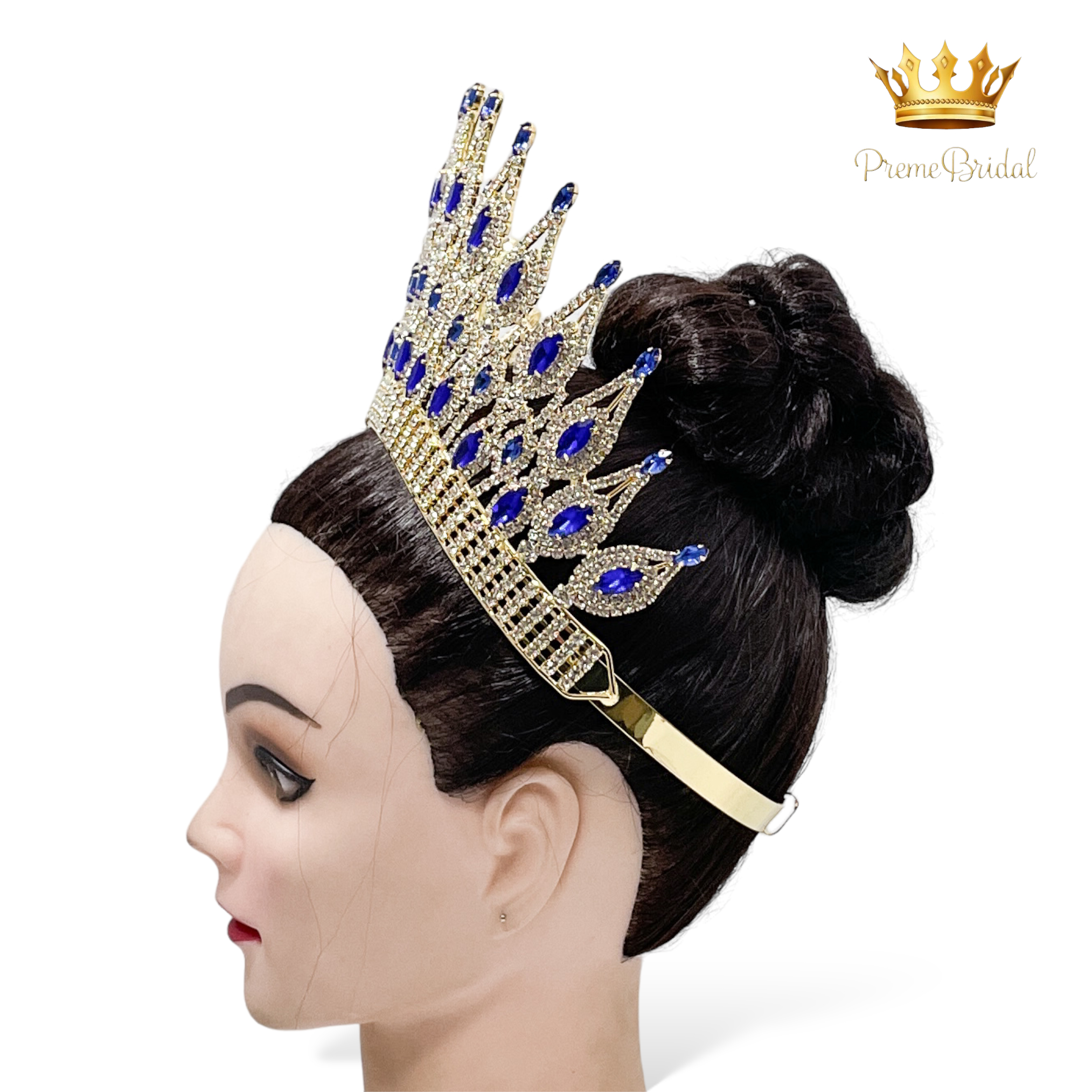 (พร้อมส่งจากไทย) มงกุฏ 119 สีน้ำเงิน งานสวย งานนางงาม รุ่นฐานกลม ปรับขนาดได้ ส่งด่วน ส่งจากไทย