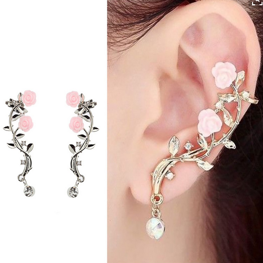 (พร้อมส่ง) ต่างหู 103 (แบบเข็ม) ลายดอกไม้สวยงาม สินค้าพร้อมจัดส่งจาก จ.อุบลราชธานี