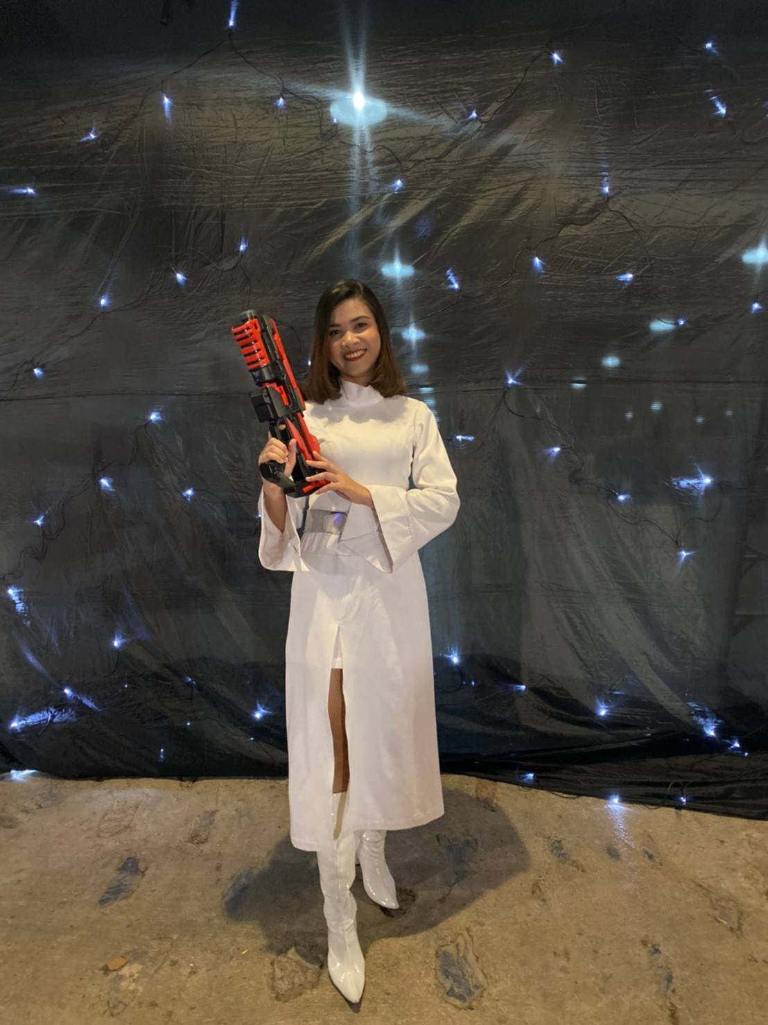 ชุดเจไดหญิง สีครีม น้ำตาล