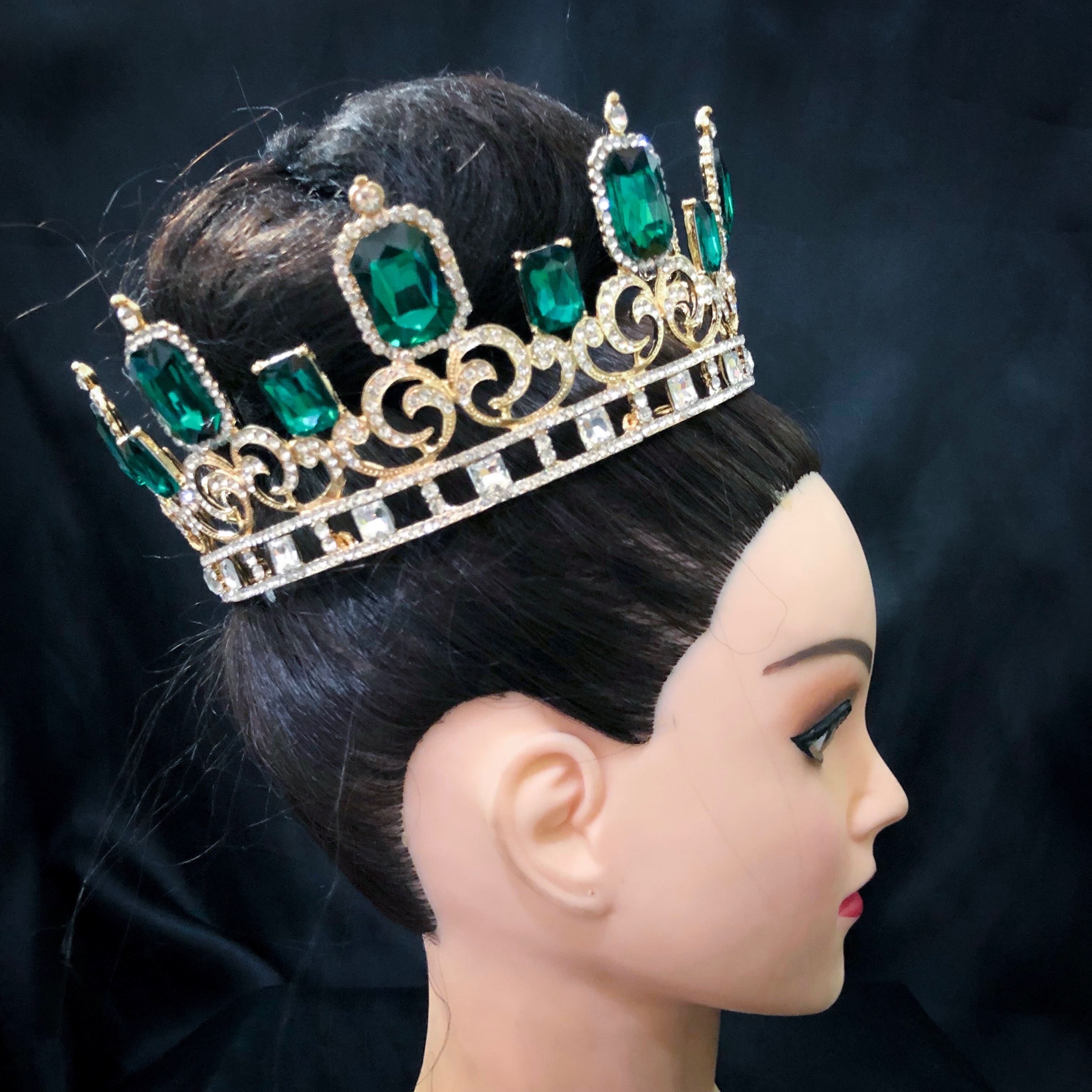 (พร้อมส่ง) มงกุฏผู้ชาย 040 สีเขียว มงกุฎผู้ชาย มงกุฎเจ้าชาย งานสวย ปราณีต QCเพชรทุกเม็ด