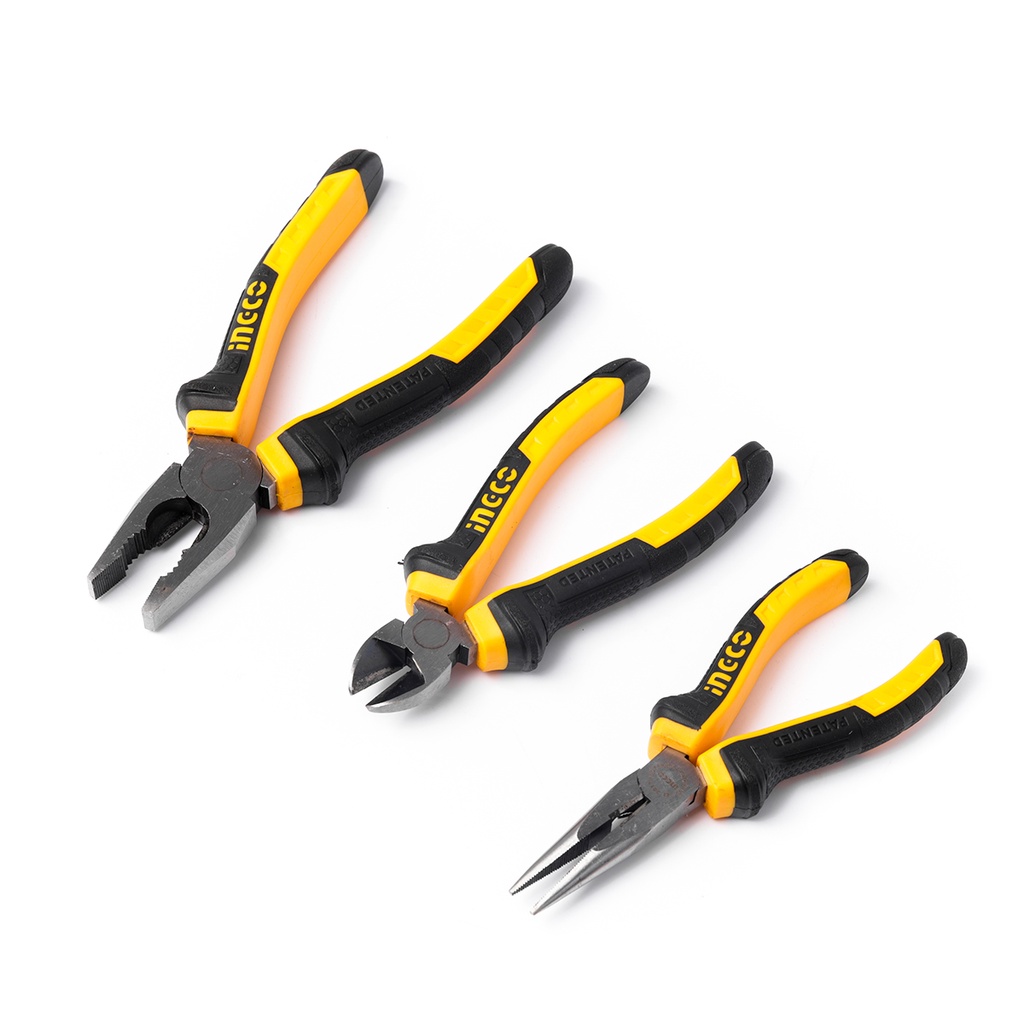 INGCO ชุดคีม 3 ตัวชุด (คีมปากจิ้งจก + คีมปากแหลม + คีมตัดปากเฉียง) รุ่น HKPS08318