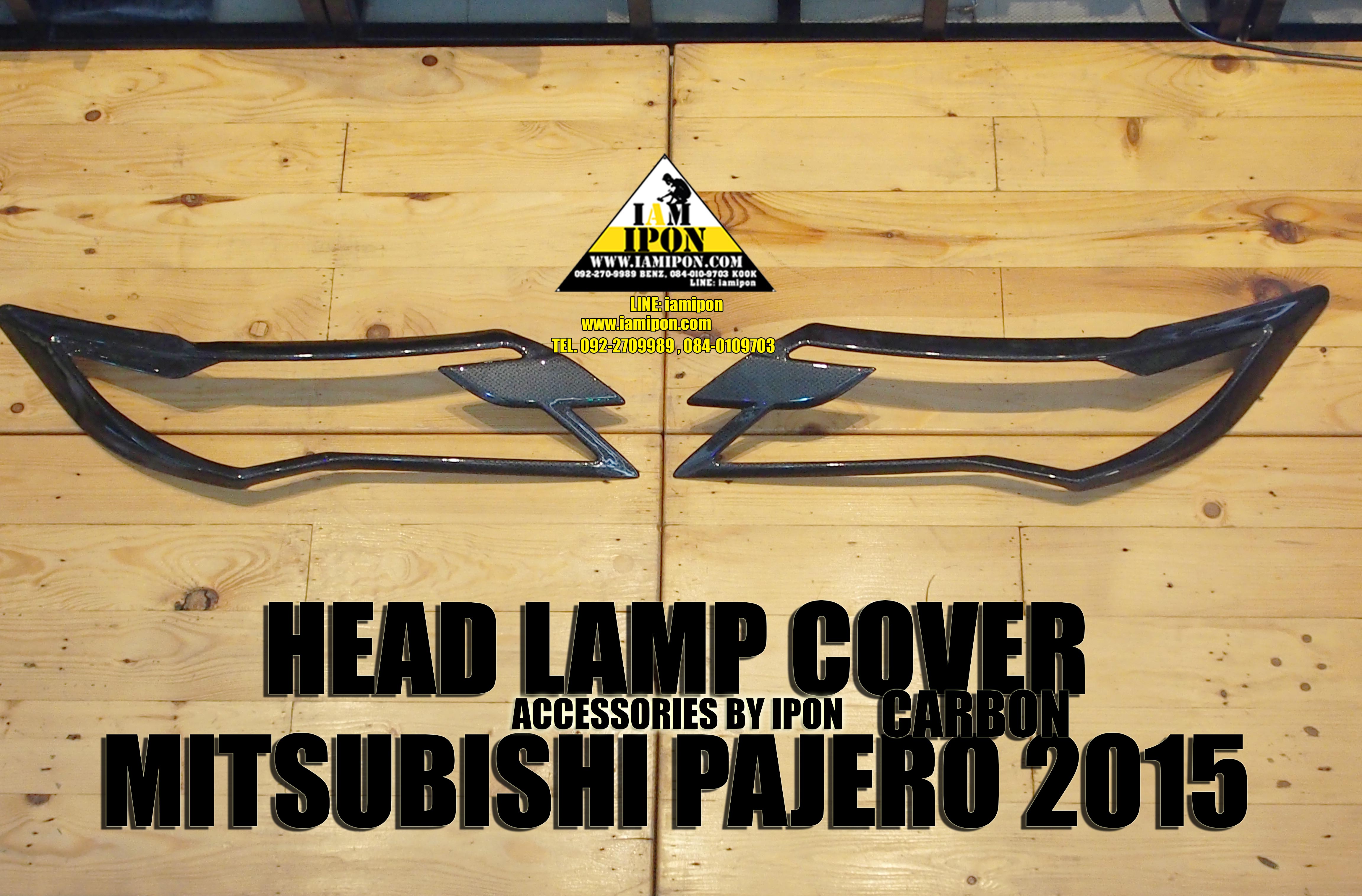 HEAD LAMP COVER PAJERO SPORT 2015 CARBON ครอบไฟหน้าคาร์บอน ปาเจโร่สปอร์ต 2015