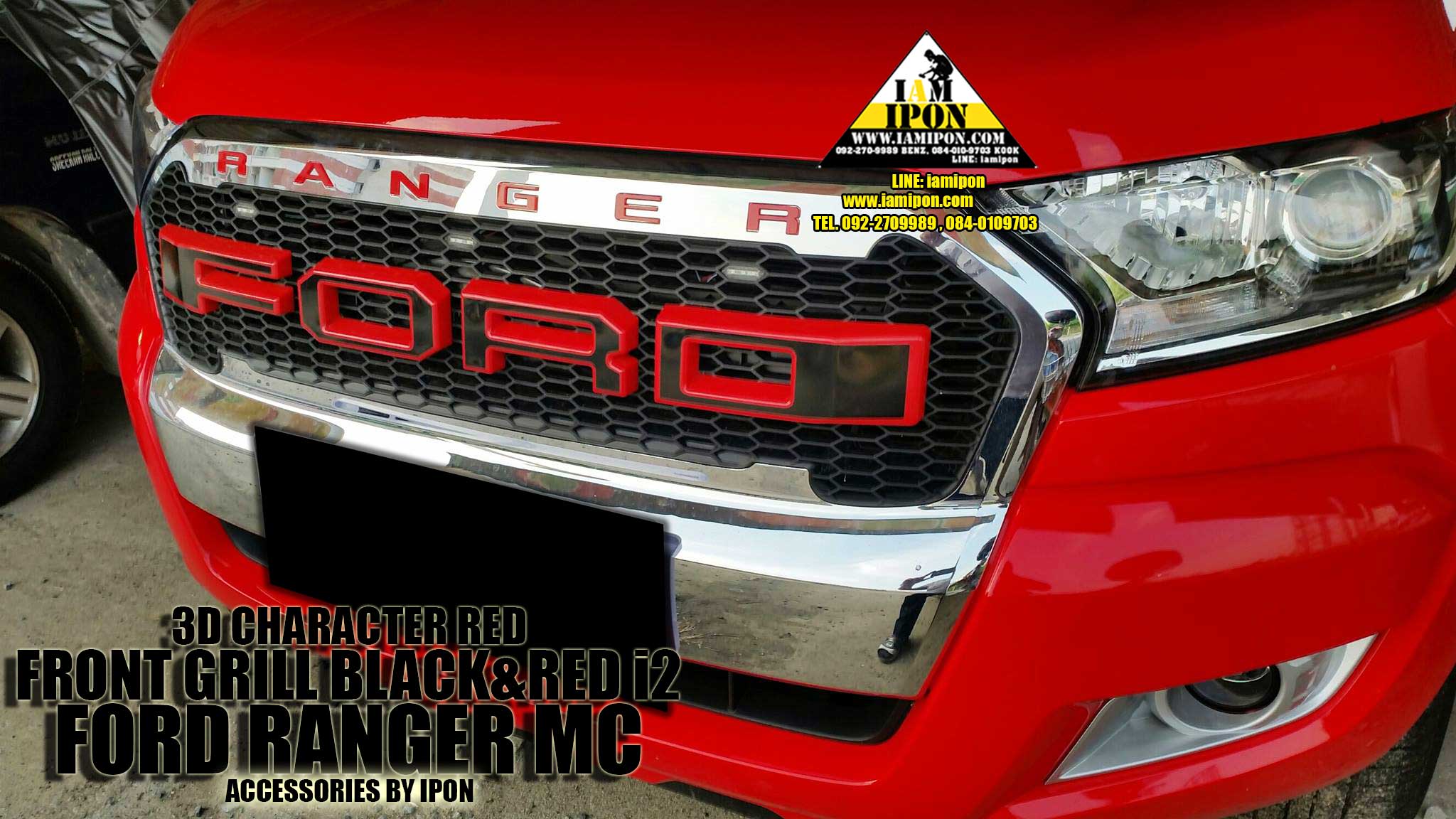 FRONT GRILL BLACK&RED I2 FORD RANGER MC กระจังหน้าดำขอบแดง I2 ฟอร์ดเรนเจอร์ MC