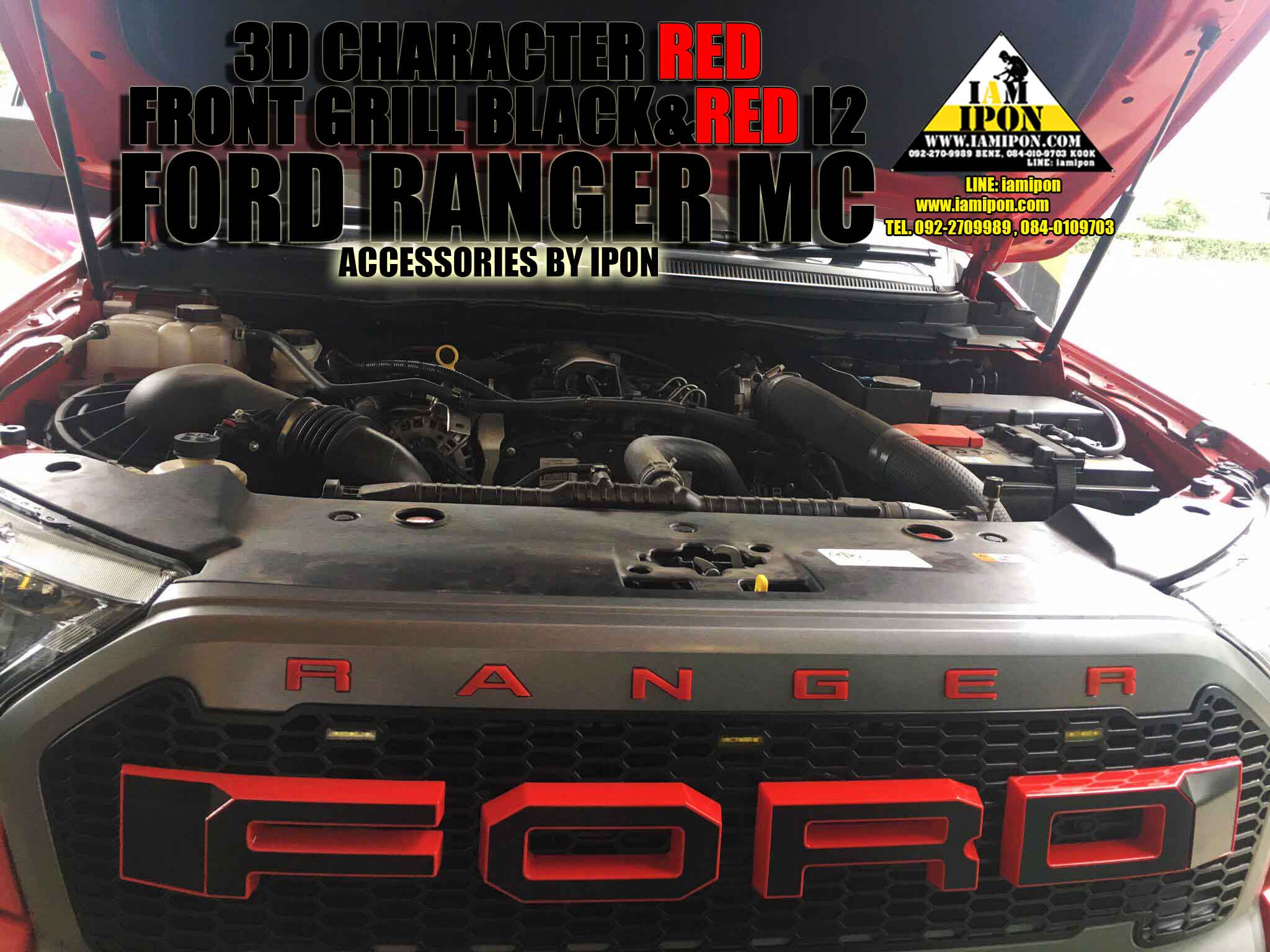 FRONT GRILL BLACK&RED I2 FORD RANGER MC กระจังหน้าดำขอบแดง I2 ฟอร์ดเรนเจอร์ MC