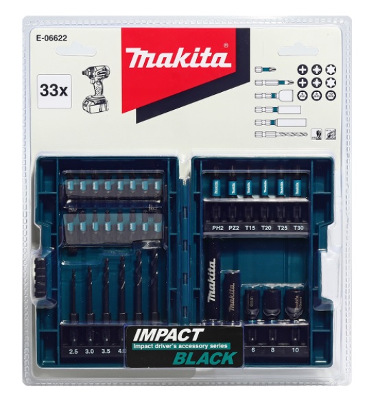 ชุดดอกไขควงสีดำ33ชิ้น พร้อมกล่อง E-06622 MAKITA