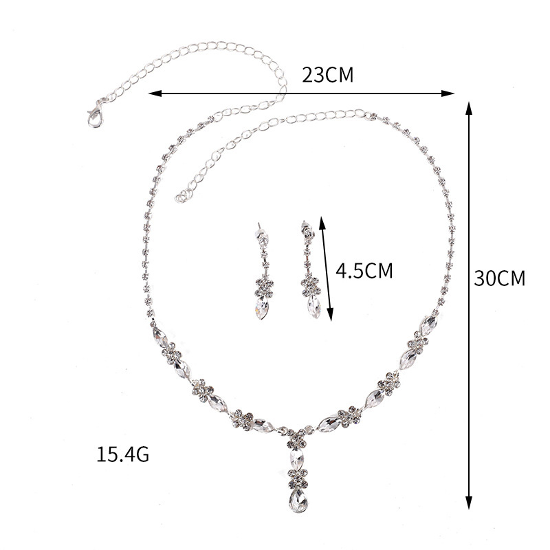 (พร้อมส่ง) สร้อยคอเพชร+ต่างหูแบบเข็ม 003 สร้อยคอเจ้าสาว สร้อยคอใส่ออกงาน สวยหรูดูแพง