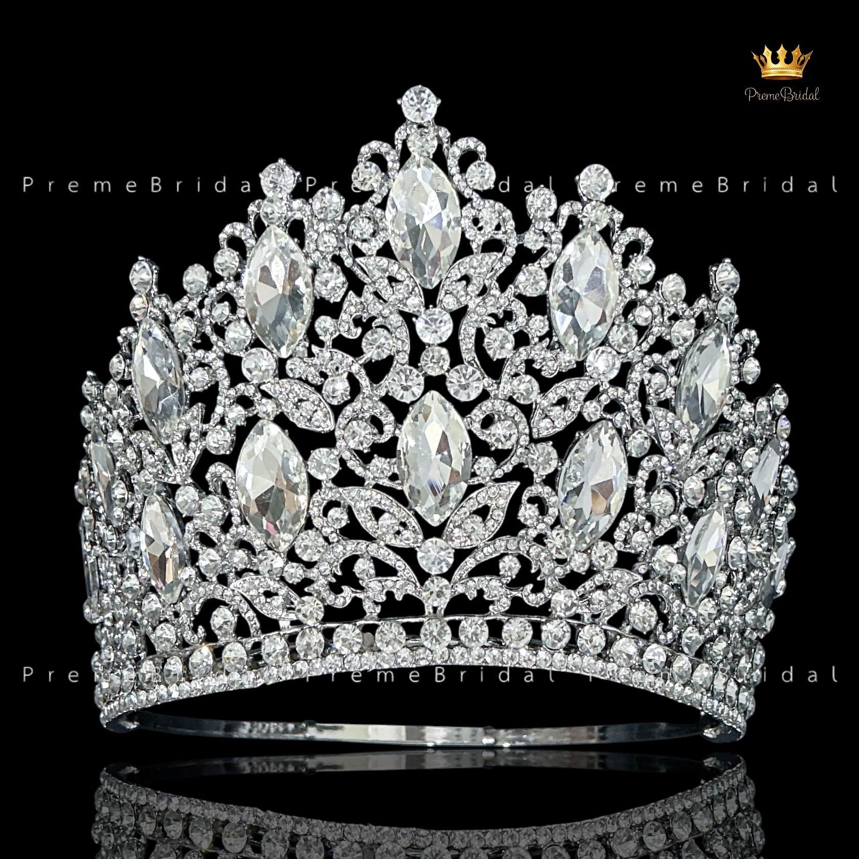 (พร้อมส่งจากไทย) มงกุฏ 142 สำหรับนางงาม ขนาดใหญ่ งานโลหะฐานกลมปรับขนาดได้ ส่งด่วน ส่งจาก จ.อุบลราชธานี