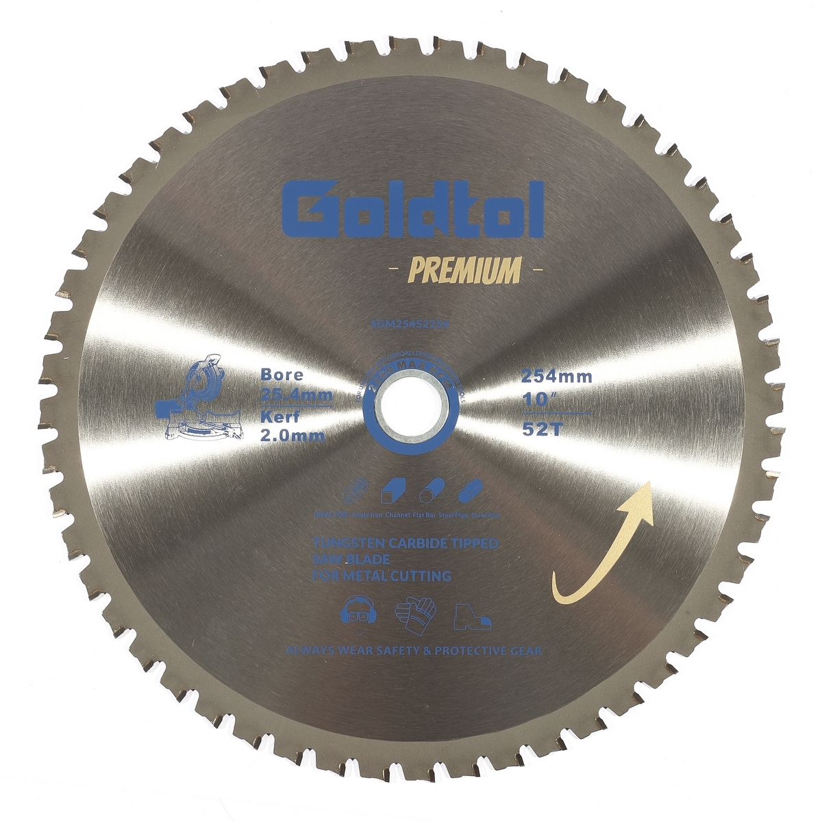 Goldtol ใบเลื่อยตัดตัดเหล็ก ฟันTCT 10"x52T