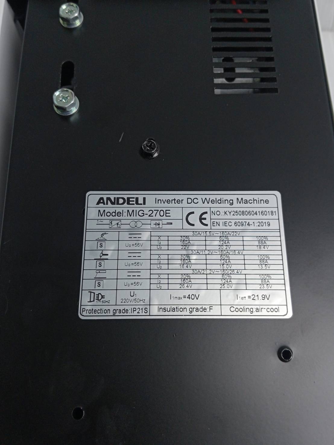 เครื่องเชื่อม160A MIG-270E MAX หน้าจอLED ปรับไฟแสดงผล ANDELI