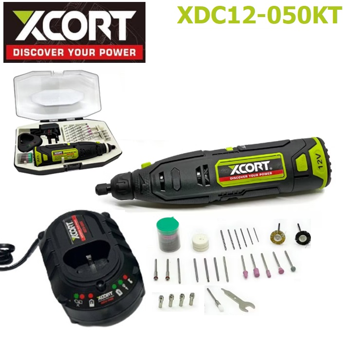 XCORT เครื่องเจียร์สายอ่อนไร้สาย XDC12-050KIT แบตลิเธียม 12V (1 ก้อน) ปรับระดับได้ พร้อมใบเจียร์ ใบขัด