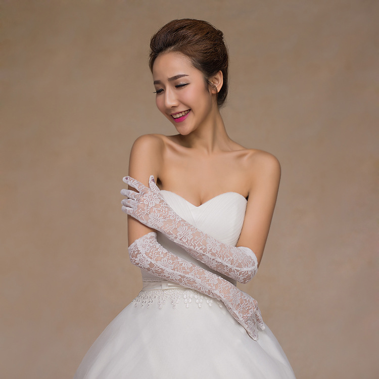 (พร้อมส่ง) ถุงมือ 024 สีขาว-ยาว