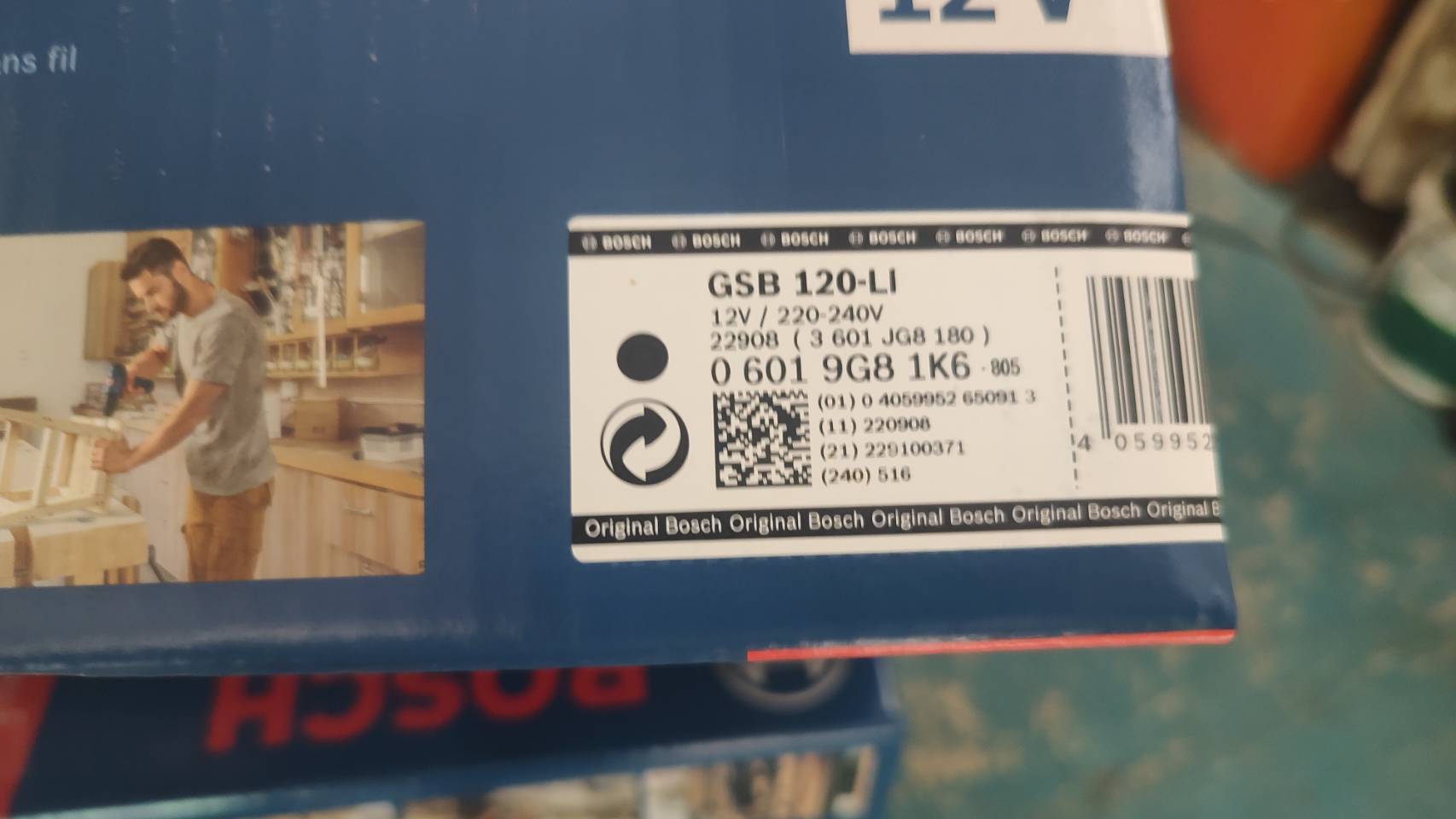 สว่านกระแทกไร้สาย GSB120-Li BOSCH ชุดกระเป๋าผ้า 06019G81K6