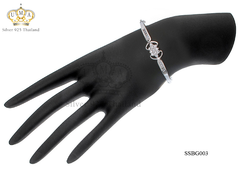 กำไลเงินแท้925ประดับเพรชแท้สวิส เกรดดี น้ำใส