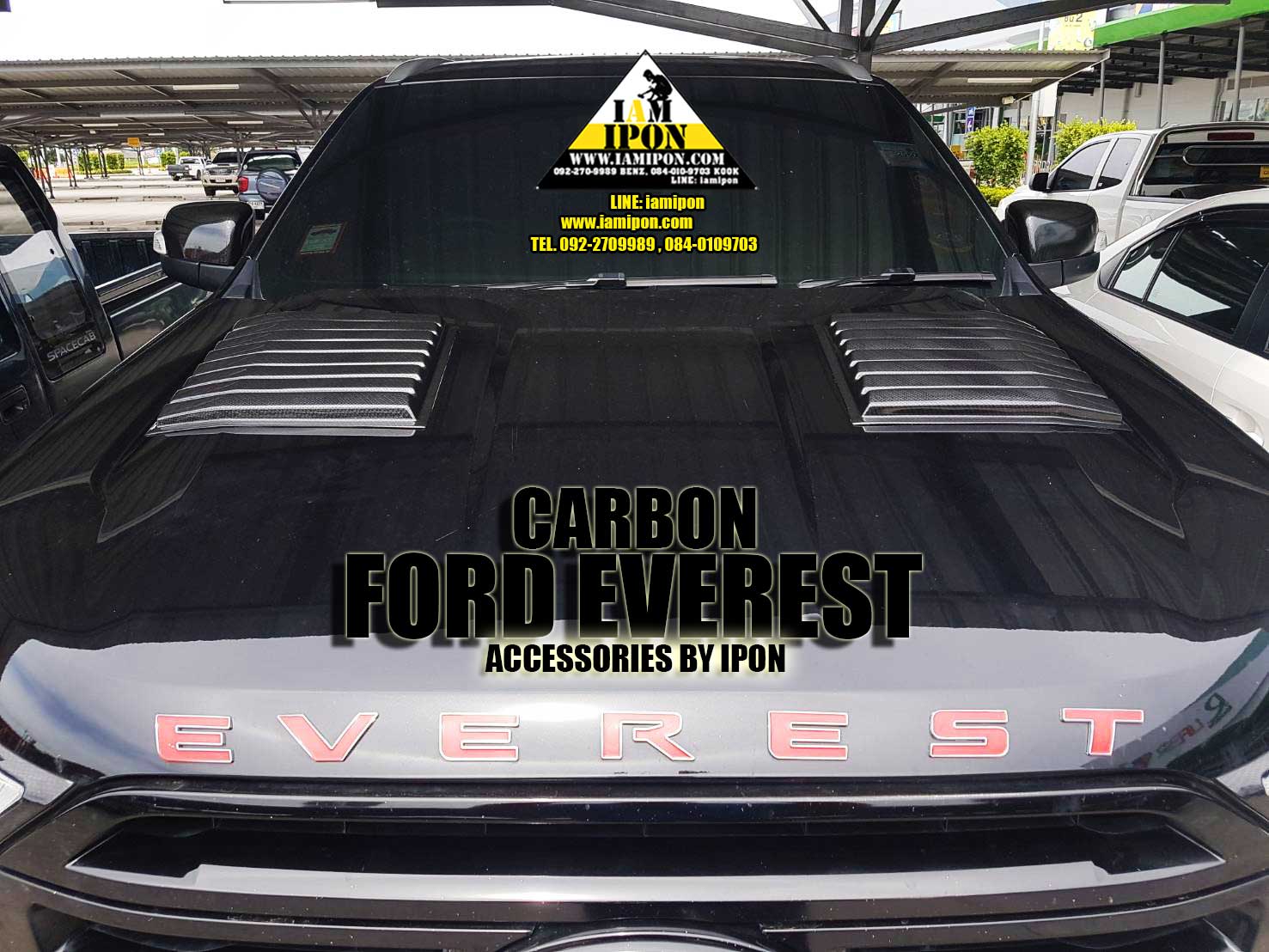SCOOP BONNET CARBON FORD EVEREST สกู๊ปหลอกฝากระโปรงหน้าคาร์บอนฟอร์ดเอเวอเรสต์
