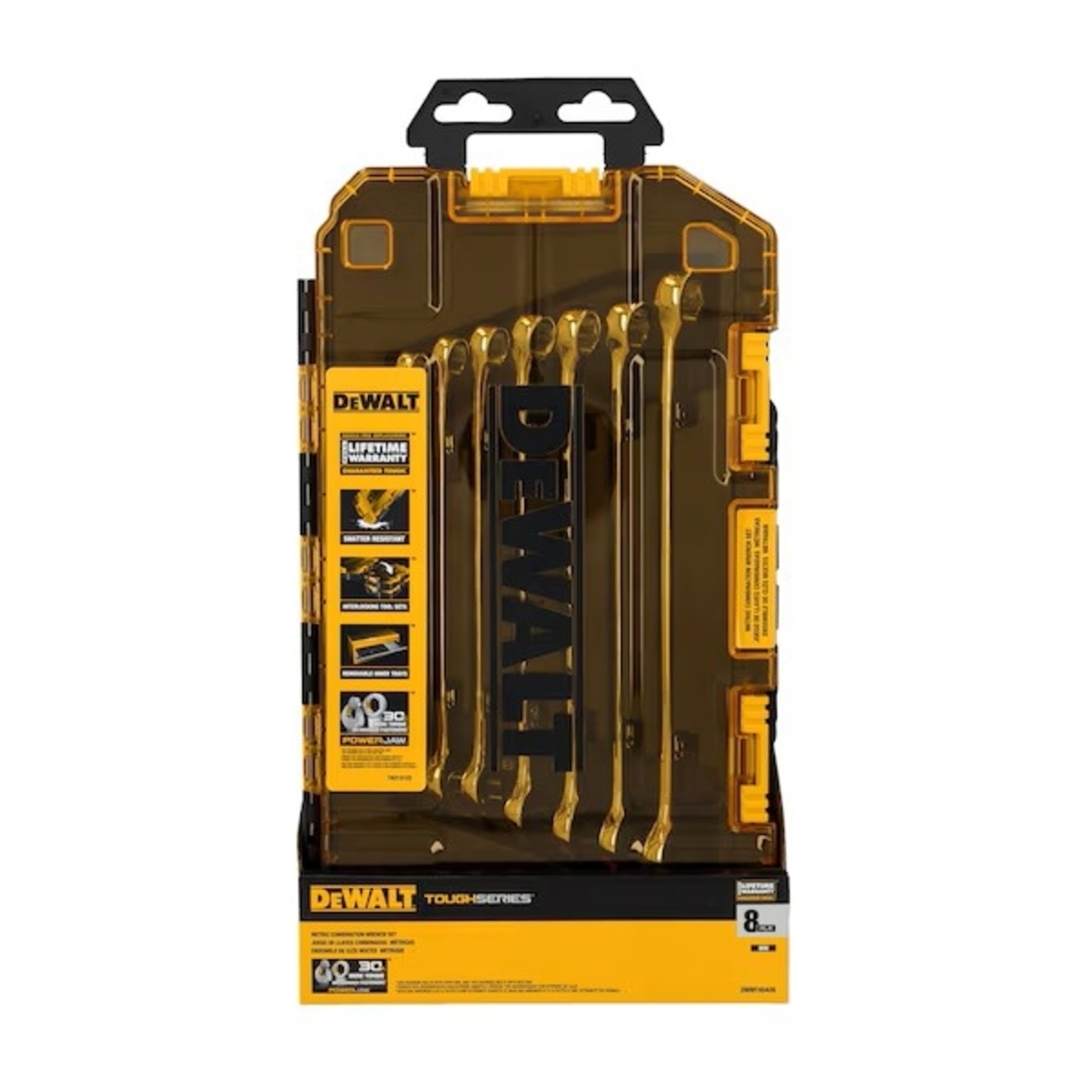 DEWALT ชุดประแจแหวนข้างฯ 8 ชิ้น 10-17 มม. รุ่น DWMT45426 กล่องใส มุมเอียง 15 องศา