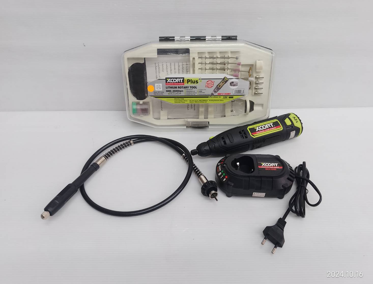 XCORT เครื่องเจียร์สายอ่อนไร้สาย XDC12-050KIT แบตลิเธียม 12V (1 ก้อน) ปรับระดับได้ พร้อมใบเจียร์ ใบขัด