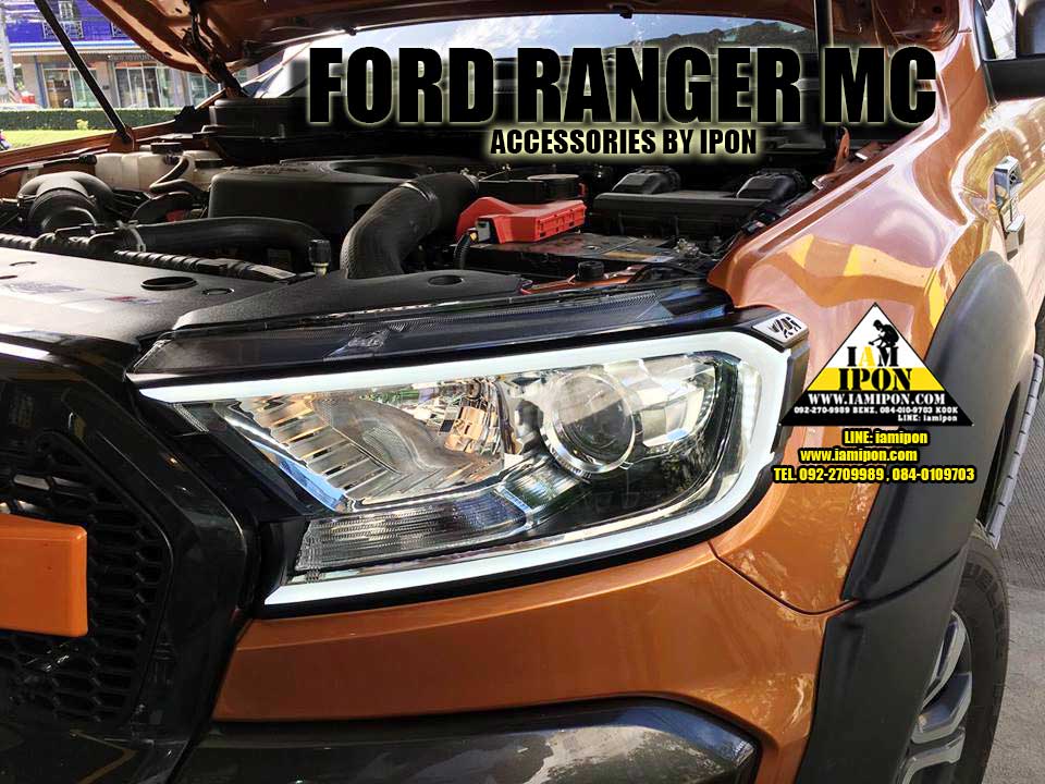 HEAD LAMP COVER WITH LED FRONT POSITION FORD RANGER MC FITT ครอบไฟหน้าพร้อมไฟ LED งาน FITT