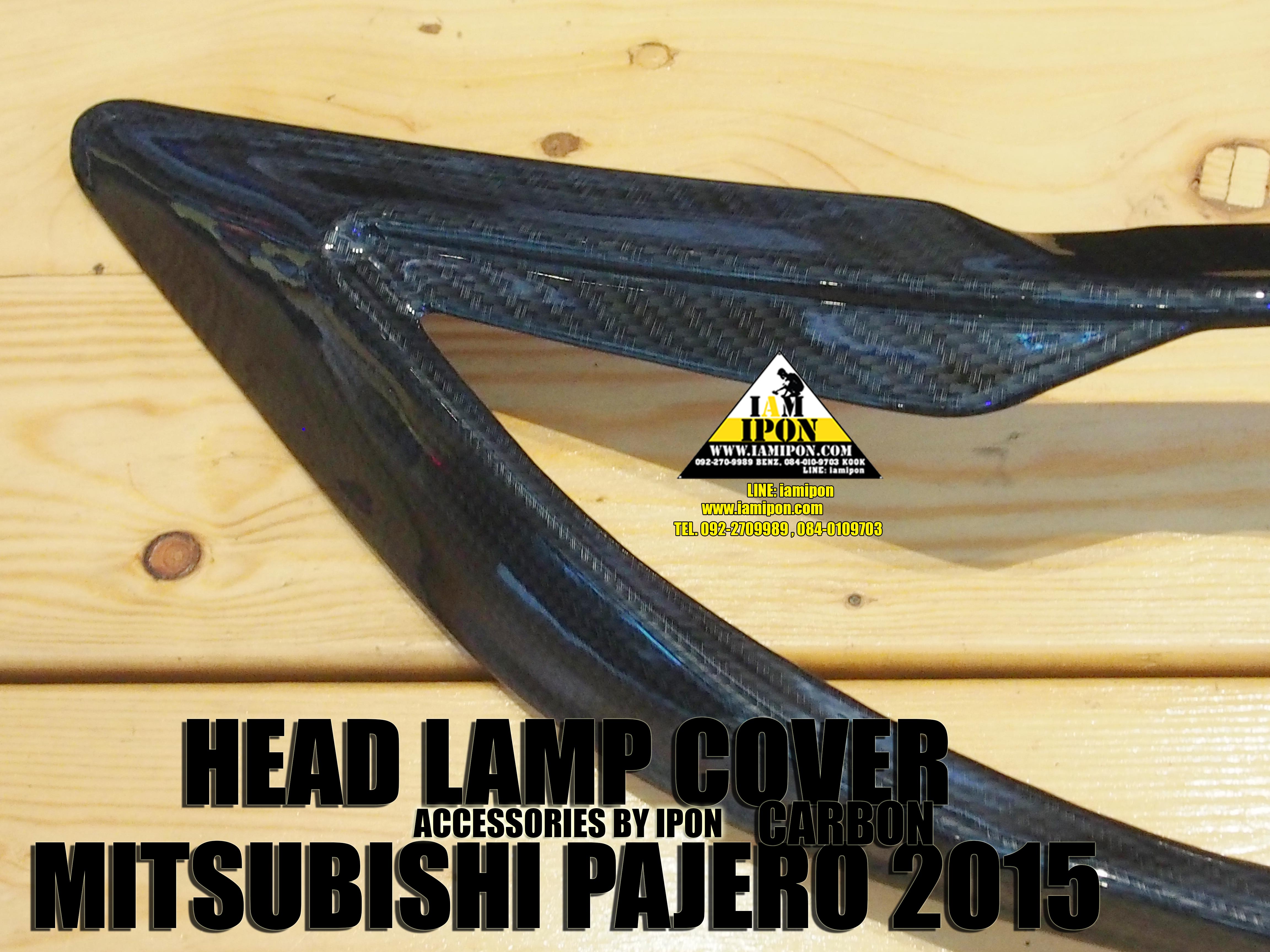 HEAD LAMP COVER PAJERO SPORT 2015 CARBON ครอบไฟหน้าคาร์บอน ปาเจโร่สปอร์ต 2015