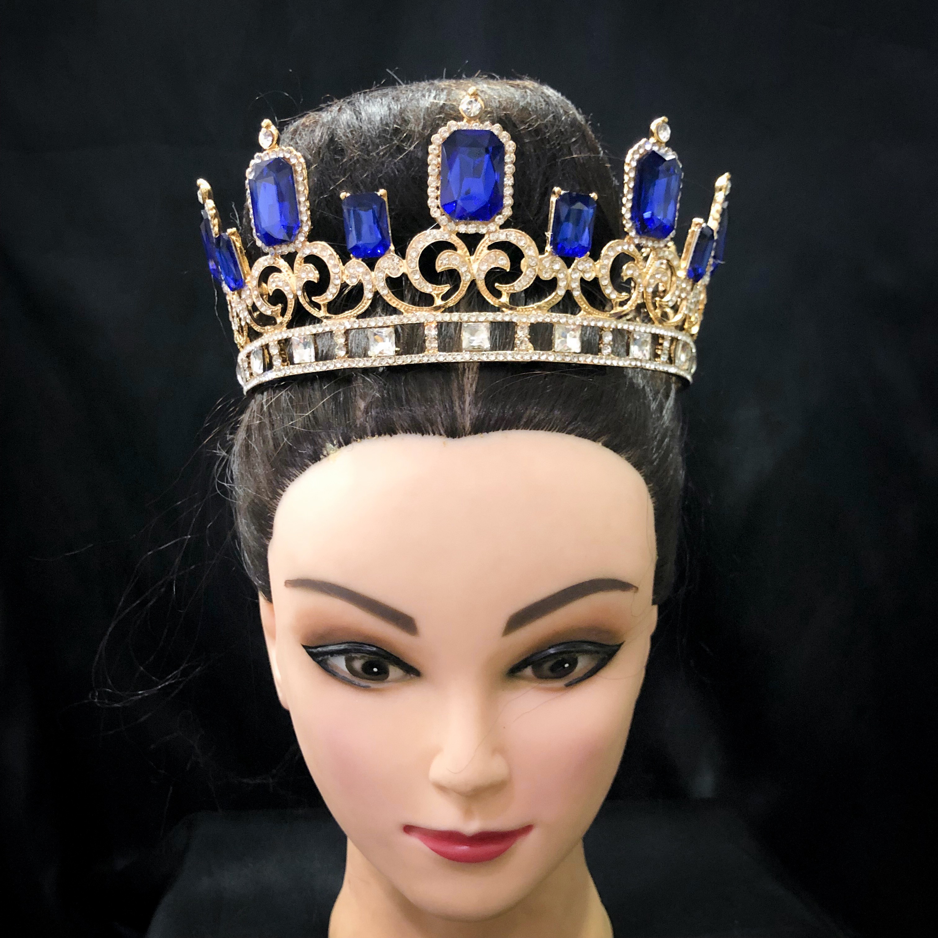 (พร้อมส่ง) มงกุฏผู้ชาย 040 สีน้ำเงิน มงกุฎผู้ชาย มงกุฎเจ้าชาย งานสวย ปราณีต QCเพชรทุกเม็ด