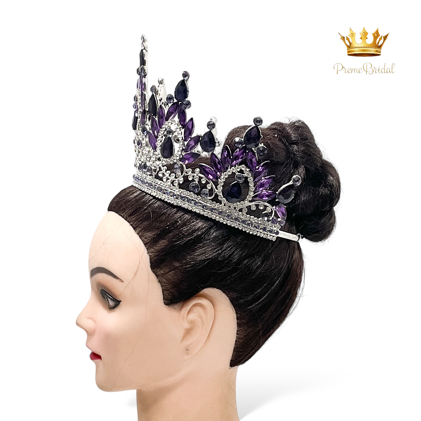 (พร้อมส่งจากไทย) มงกุฏ 120 สีม่วง งานสวย งานนางงาม รุ่นฐานกลม ปรับขนาดได้ ส่งด่วน ส่งจาก จ.อุบลราชธานี สำเนา