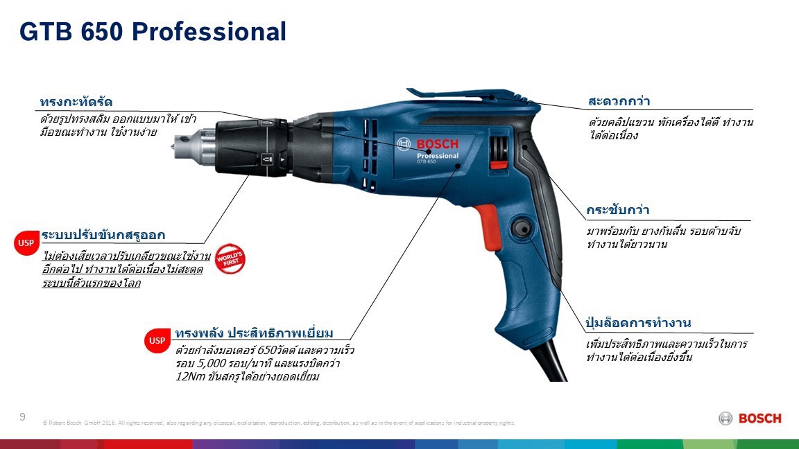 ไขควงสำหรับผนังยิปซัม GTB650 BOSCH