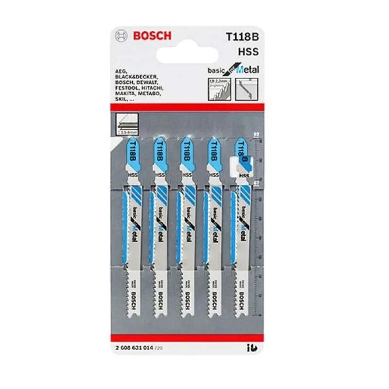 2608631014 BOSCH T118B ใบเลื่อยจิ๊กซอว์ตัดเหล็ก (5 ใบ/แพค)