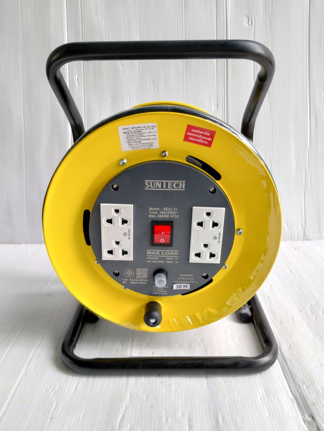 SUNTECH ล้อเก็บสายไฟ มอก. รุ่น BD2530 16A ขนาดสายไฟ 2.5 sq.mm ยาว 30 เมตร