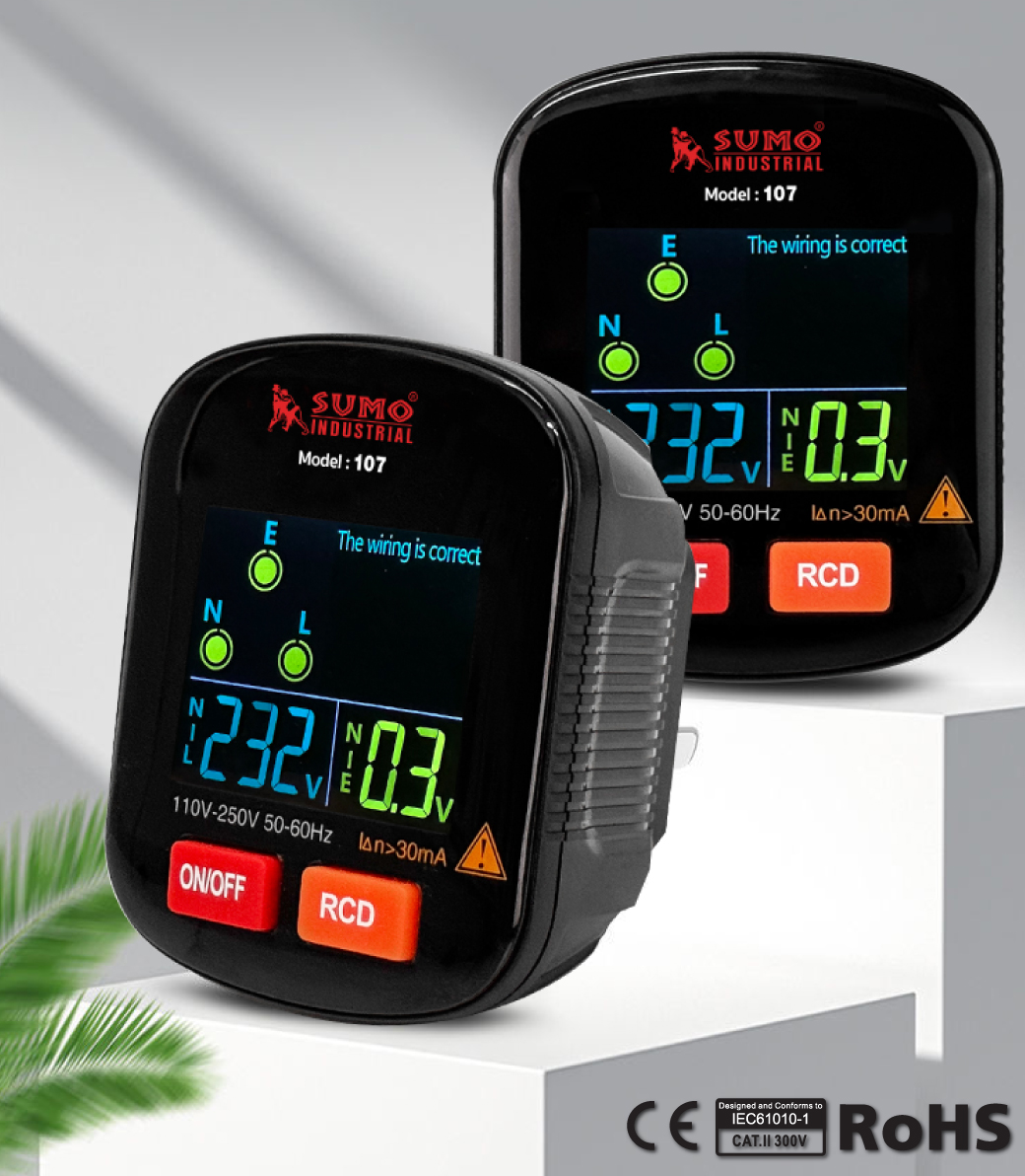 เครื่องตรวจเช็คเต้ารับไฟฟ้าดิจิตอล รุ่น 107 SUMO