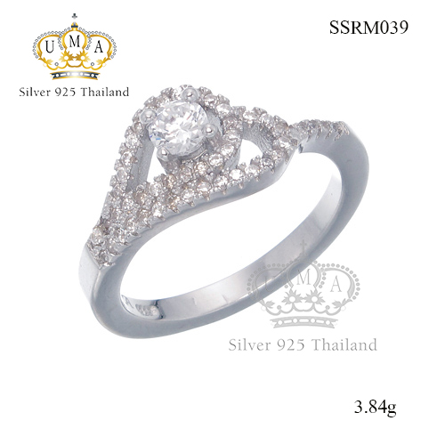 แหวนเงินแท้925เพรชประดับเพรชแท้สวิส เกรดดี น้ำใส