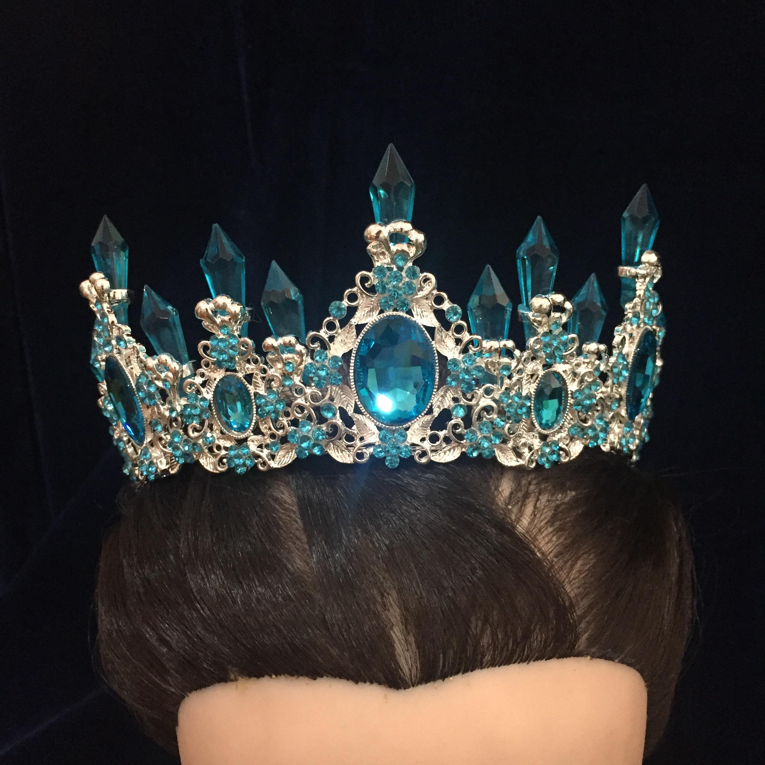 (พร้อมส่ง) เทียร่า 041 สีฟ้า มงกุฎนางงาม มงกุฎเจ้าหญิง งานสวย ปราณีต QCเพชรทุกเม็ด สินค้าพร้อมส่งจากไทย