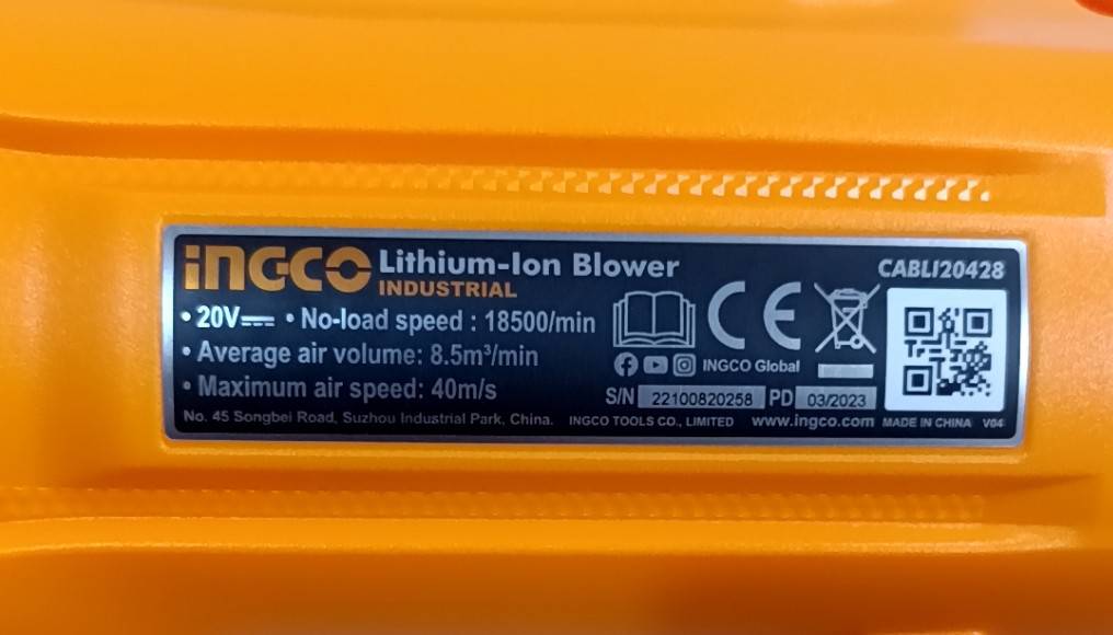INGCO เครื่องเป่าลมไร้สาย 20V รุ่น CABLI20428 (ตัวเปล่า)