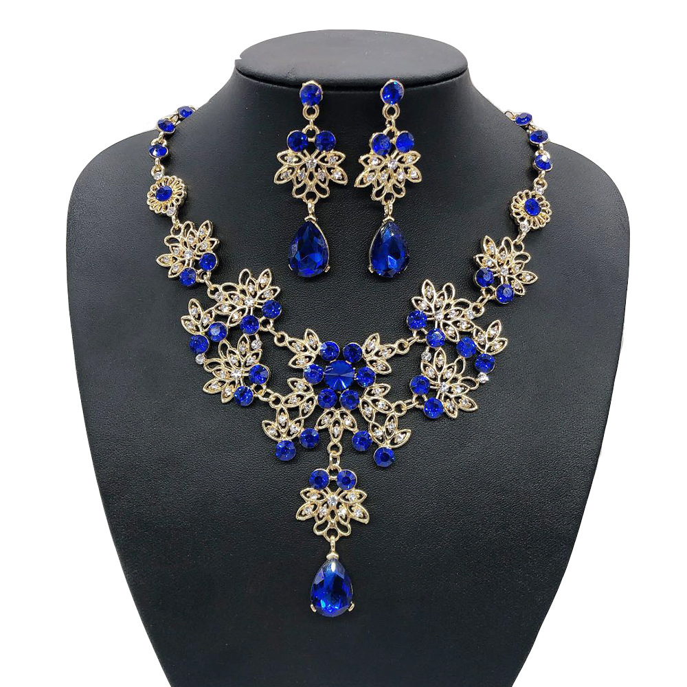 SET001 สีน้ำเงิน เครื่องประดับ 3 ชิ้น มงกุฎ สร้อยคอ ต่างหู จัดเซทสวยงาม สินค้าพร้อมส่งจากไทย