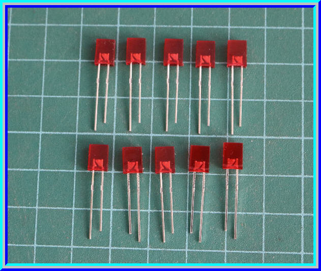 10x แอลอีดีแบบสี่เหลี่ยม สีแดง LED