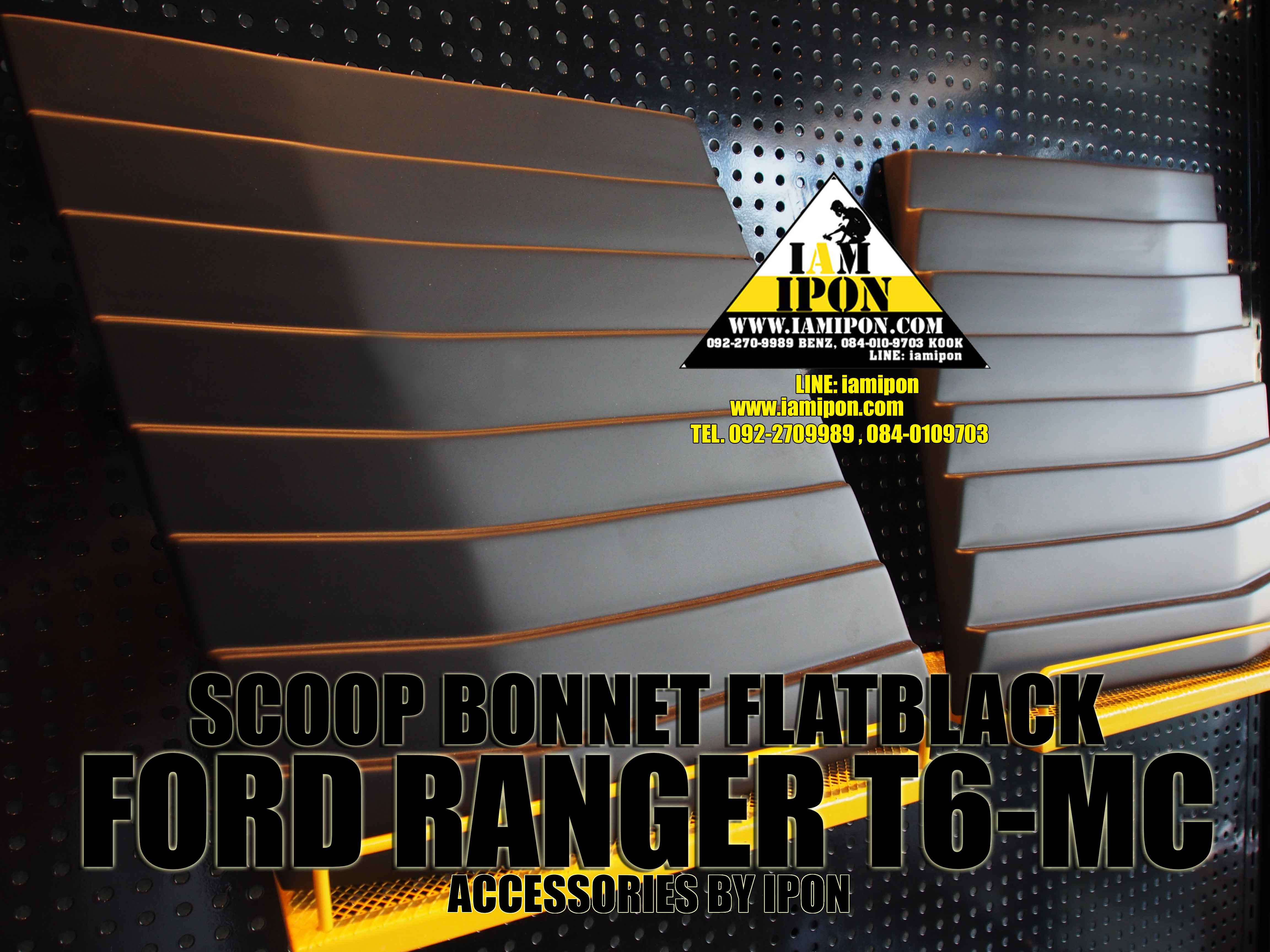SCOOP BONNET FLATBLACK FORD RANGER T6-MC WITH 3M สกู๊ปหลอกฝากระโปรงหน้าดำด้านฟอร์ดเรนเจอร์ T6-MC