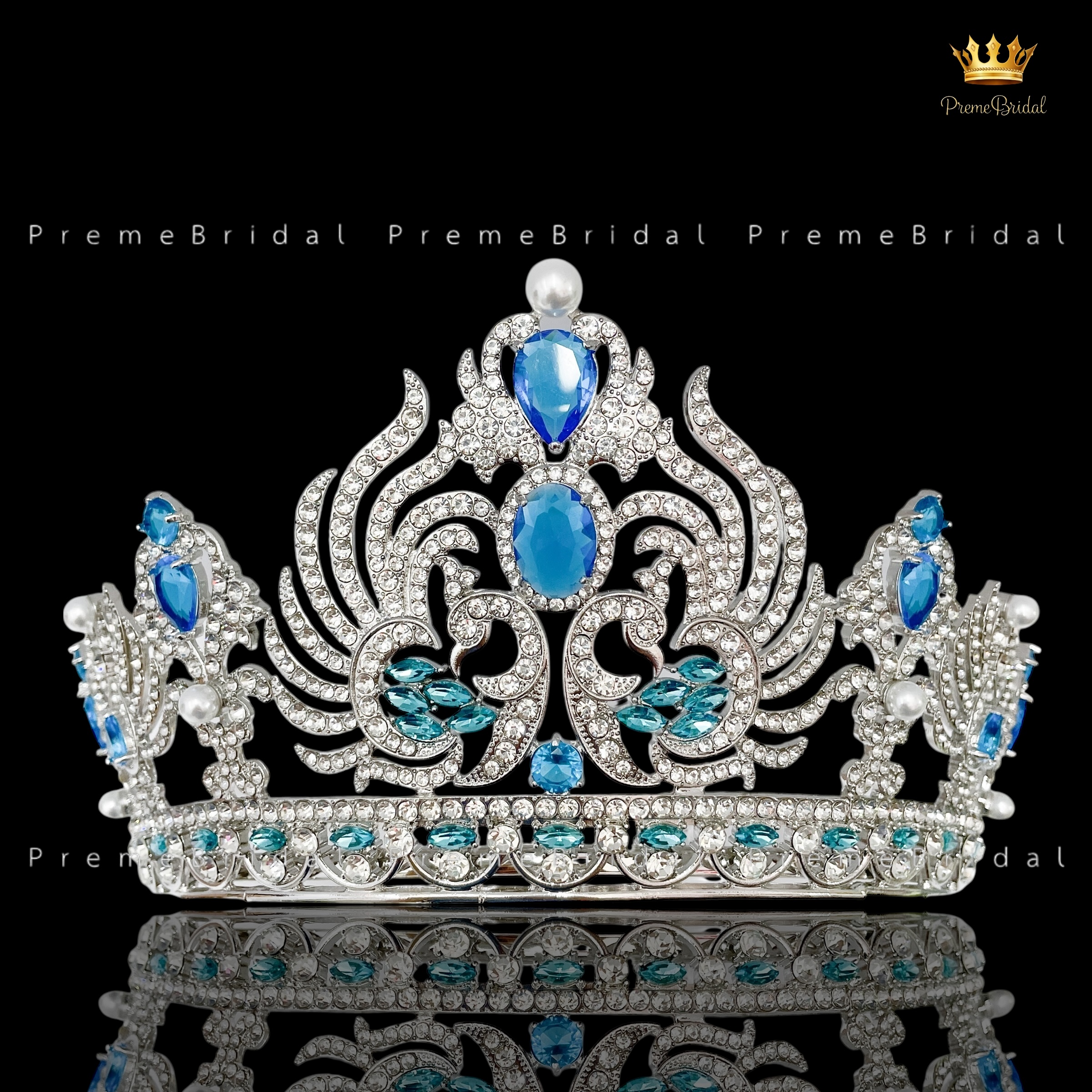 (พร้อมส่งจากไทย) มงกุฏ 093 สีฟ้า มงกุฎนางงาม มงกุฎเพชร มงกุฎประกวด สินค้าพร้อมส่ง ไม่ต้องรอนาน งานพรีเมี่ยม
