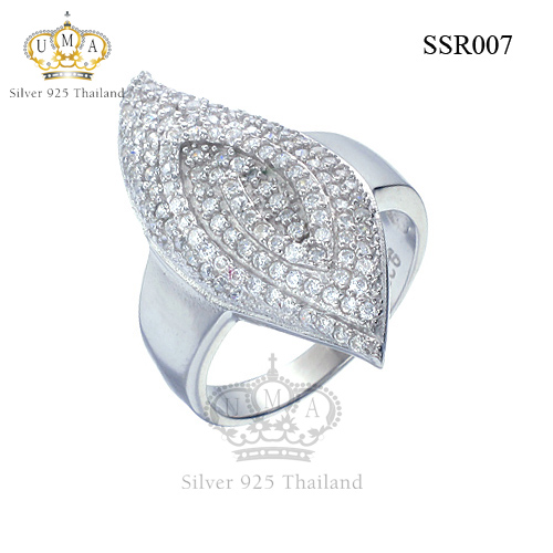 แหวนเงินแท้925เพรชประดับเพรชแท้สวิส เกรดดี น้ำใส