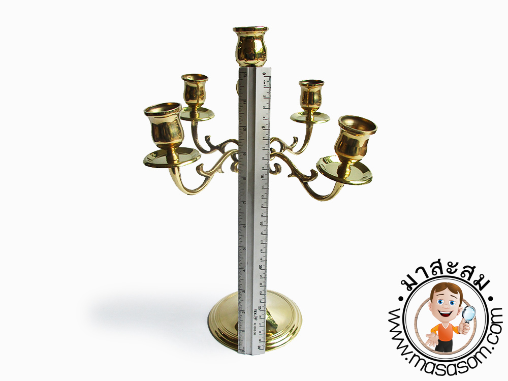 เชิงเทียนทองเหลือง5ช่อ 14 นิ้ว