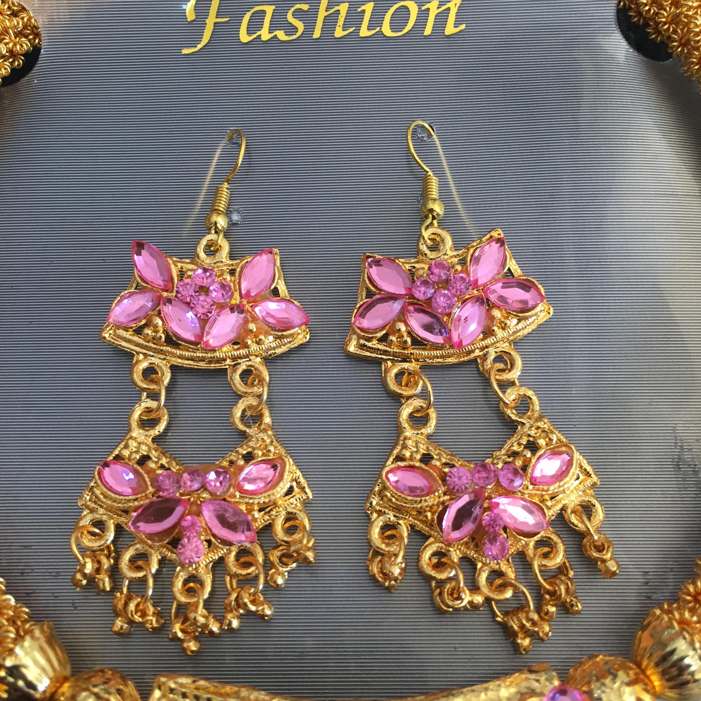 (พร้อมส่ง) เครื่องประดับอินเดีย 014 สีชมพู