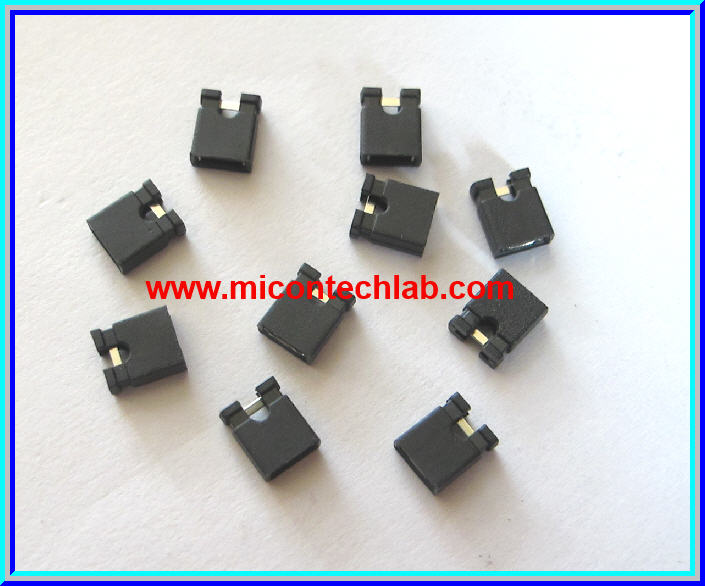 10x มินิจั๊มเปอร์ mini jumper สีดำ พิทซ์ 2.54 มม. ปลายเปิด