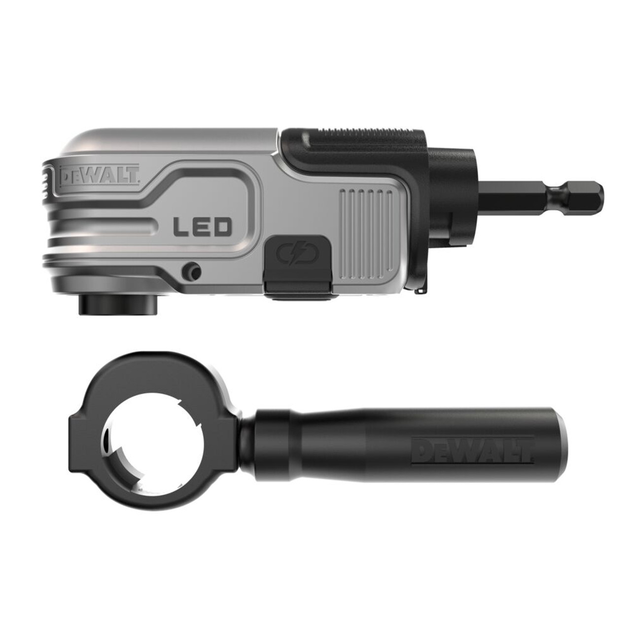 DEWALT DWALRAFT ก้านต่อไขควงมุมฉาก 90 องศา มีไฟLED ชาร์จ TYPE-C